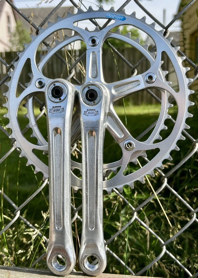 Shimano 600 Arabesque Crankset 170 Vintage Old School Square Taper Cranks 42 52 - Image 2 of 4