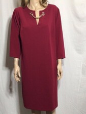 Women's NWT Tommy Hilfiger Sheath Grommet Chain Crepe 3/4 Sleeve Dress