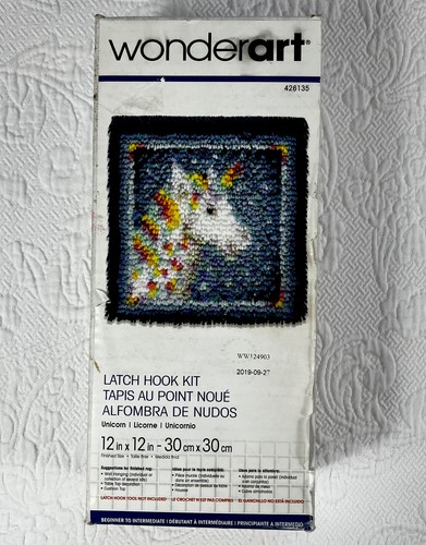 WonderArt Latch Hook Kit 12"X12" Unicorn #426135 Open Unused