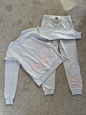 KENZO Paris Girls Tracksuit Grey with Pastel Pink Logo Frill Set Age 12 - 14 Uk6