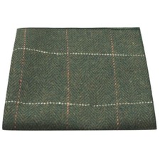 Luxury Herringbone Forest Green Tweed Pocket Square, Handkerchief