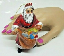 Santa Clause Christmas Hanging Ornament Hard Plastic Old-World Style St. Nick 4"