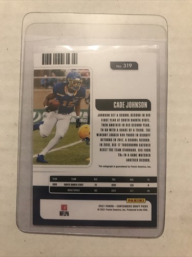 🔥CADE JOHNSON RC AUTO RED FOIL COLLEGE TICKET 2021 CONTENDERS DRAFT PICK🔥 - Picture 2 of 2
