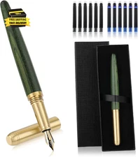 Luxury Wooden Fountain Pens Set, Fine Nib Wood Fountain Pen Vintage Wooden Pen w