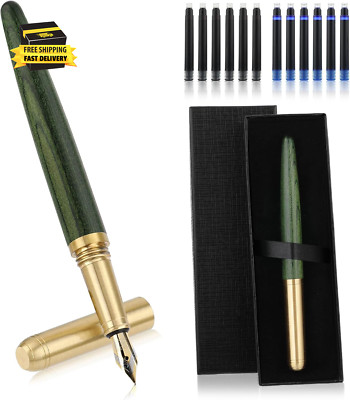 Luxury Wooden Fountain Pens Set, Fine Nib Wood Fountain Pen Vintage Wooden Pen w