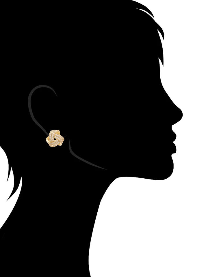 Aretes de oro circonita cúbica nudo incrustado Rivka Friedman enchapados en 18 quilates Foto 2 de 4