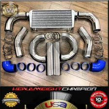 4" OVERALL TURBO 31x12x4 DRAG RACE INTERCOOLER PIPING KIT T-CLAMP COUPLER BLUE