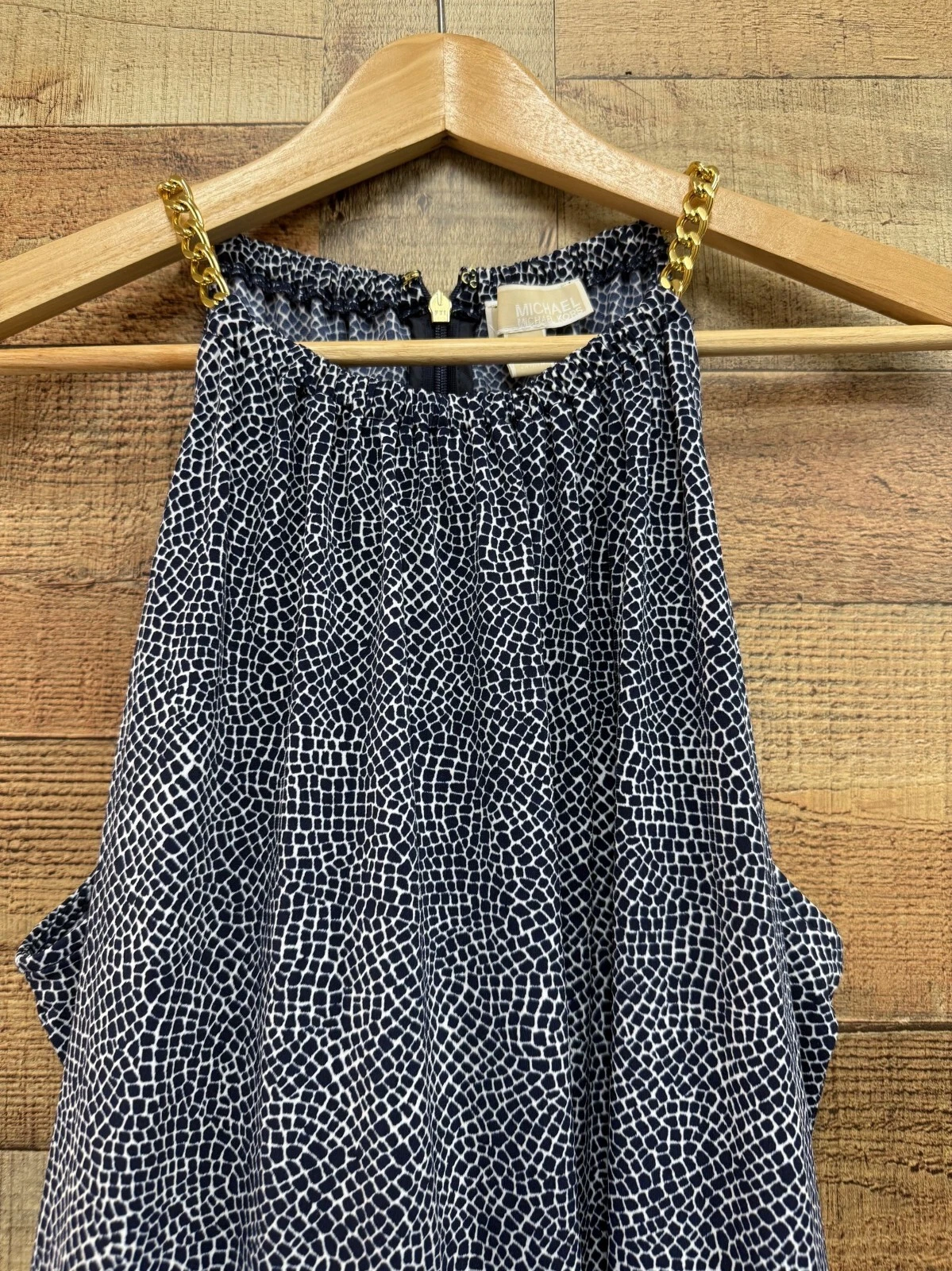 Abito donna smanicato Michael Michael Kors blu navy e bianco catena reggicalze XL