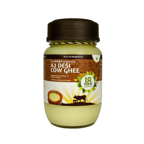18 Herbs Organics A2 Cow Desi Ghee 200 ML | Traditional Bilona Method | Hand Chu