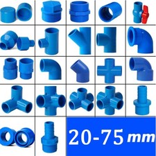 Blue PVC Pipe Adhesive Fittings Sleeves Elbow Tee Cross Reducer Caps Ball Valves