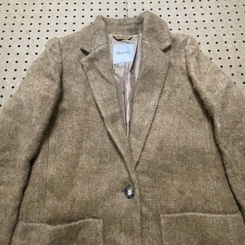 Madewell Blazer Larsen Women XS Camel Tan Boucle Wool Alpaca Blend Longline Coat - Picture 5 of 8