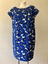 Talbots | Blue Poppy Print Short Sleeve Sheath Dress