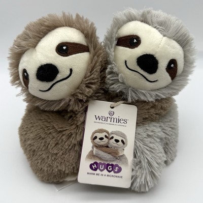 NWT Warmies Hugs Pair of Hugging Sloths Weighted Microwaveable Plush Toy Set