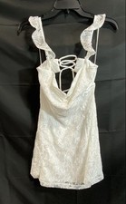 NWT Windsor Adore You Women's Mini Dress Ruffle Strap Embroidered Lace Up L