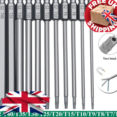 11-teiliges Torx-Sicherheits-Bit-Set S2 Stahl magnetischer Stern Schraubendreher T6-T40 Hai UK