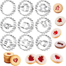 9 Stück Weihnachten Linzer Ausstecher Set, Mini Edelstahl Keksausstecher Klein W