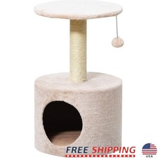 Two-Level Cat Tree Condo Scratching Post W/ Hanging Toy Play  Relaxation New