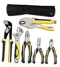  Pliers Set - 6-Piece Kit with Groove Joint, Adjustable Wrench, 6PCS