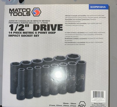 Matco Tools 1/2” Drive 14 Piece Metric 6 Point Deep Impact Set ...