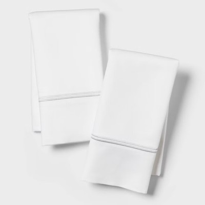 King 800 Thread Count Hotel Collection Double Barratta Pillowcase Light Gray -