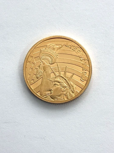 2021 Cook Islands $5 Gold Coin Statue Of Liberty. Cameo Proof.