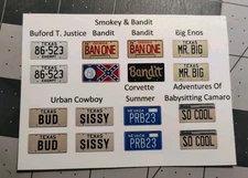 Movie & Series 1:24 1:25 scale water slide license plate decals white backing #3