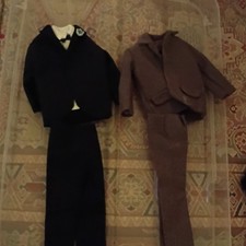 Lot of 2 Boy Fashion Doll Suit Sets Black Brown Pants Coat/Jacket