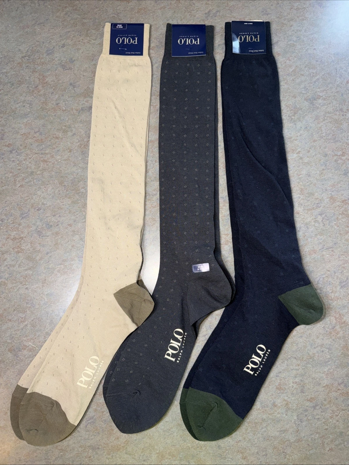 POLO Ralph Lauren Men's Lux Dress Socks OTC Cotton Wool Blend JAPAN (3) Pr 10-13
