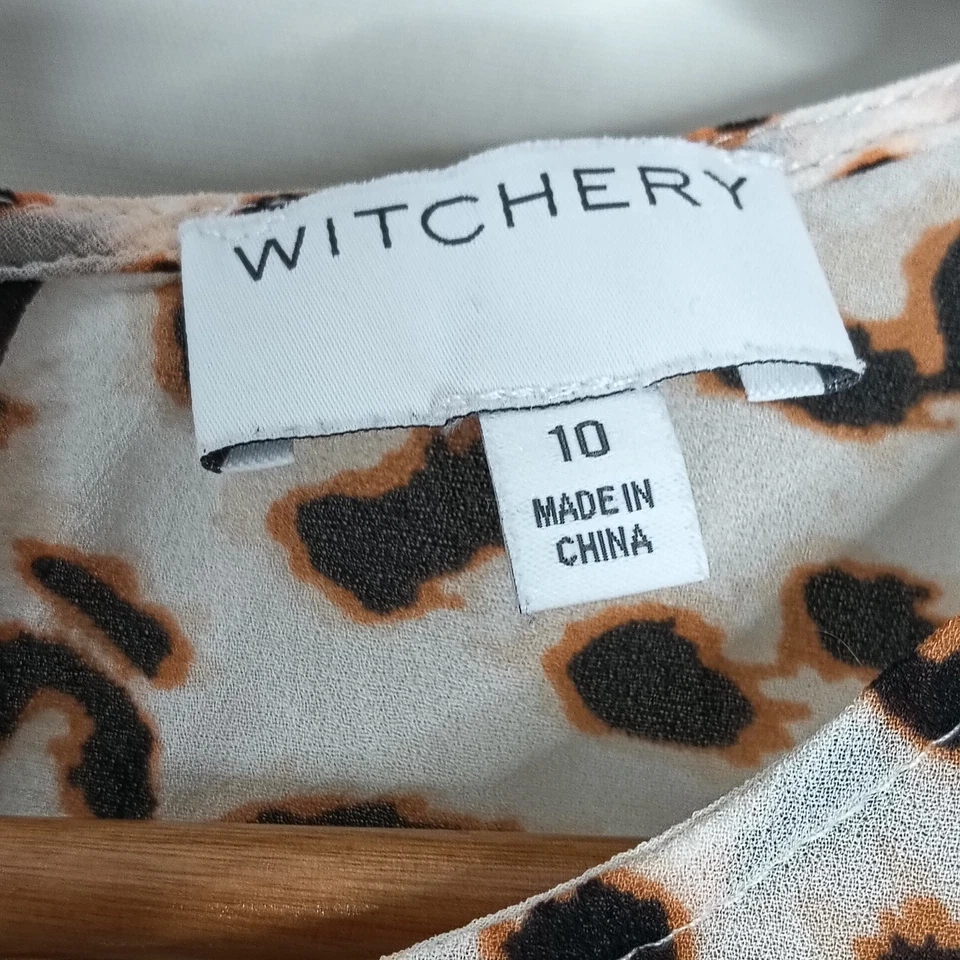 Blusa Camisa Witchery Top Talla 10 Estampado Leopardo Manga Larga Trabajo Oficina Fiesta Foto 2 de 4
