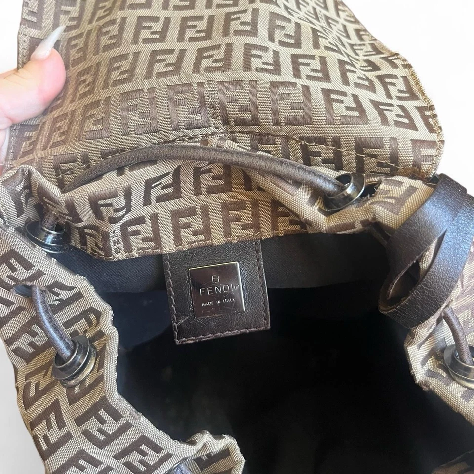 Fendi Womens Tobacco Zucca Canvas and Leather Buckle Travel Backpack Brown 2262 - Image 3 of 3