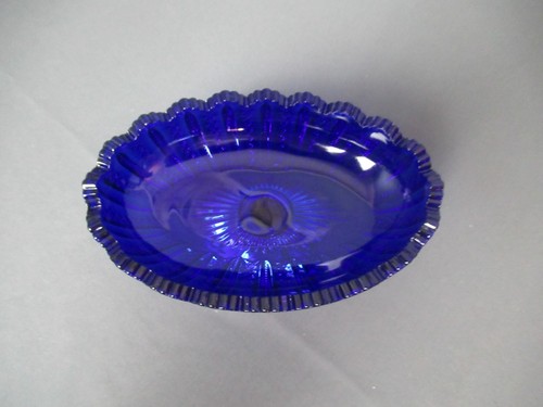 Farber & Shlevin Co Brooklyn NY Pedestal Candy Dish Vintage Cobalt Blue h5 sb - Picture 5 of 6