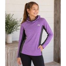 The North Face Girls Purple Heather Mesh Panel Active Hoodie Thumbholes L 14/16