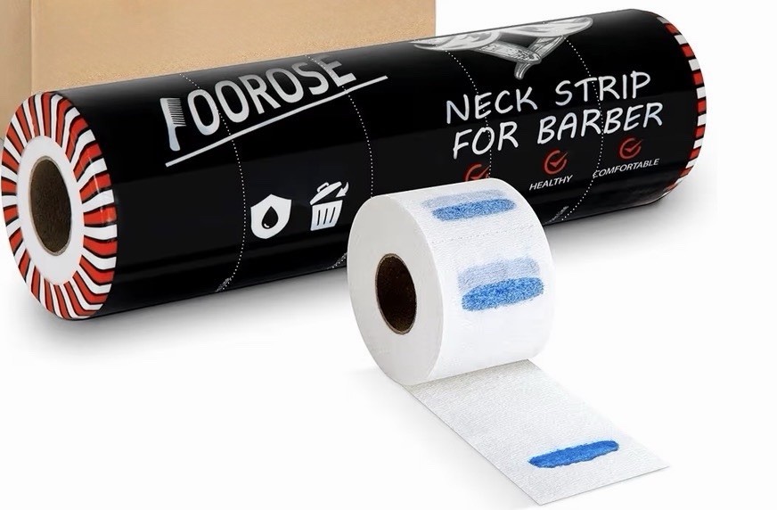 IOOROSE Disposable Paper Barber Neck Strips Roll, White & Blue