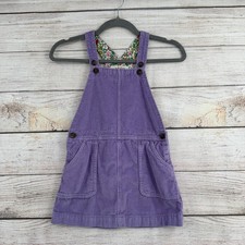 Mini Boden Corduroy Overall Dress Youth Girls 6/7 Purple Floral Lined