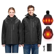 Heated Jacket Womens L Waterproof 5-Zone Electric Coat with 7.4V Battery Pack