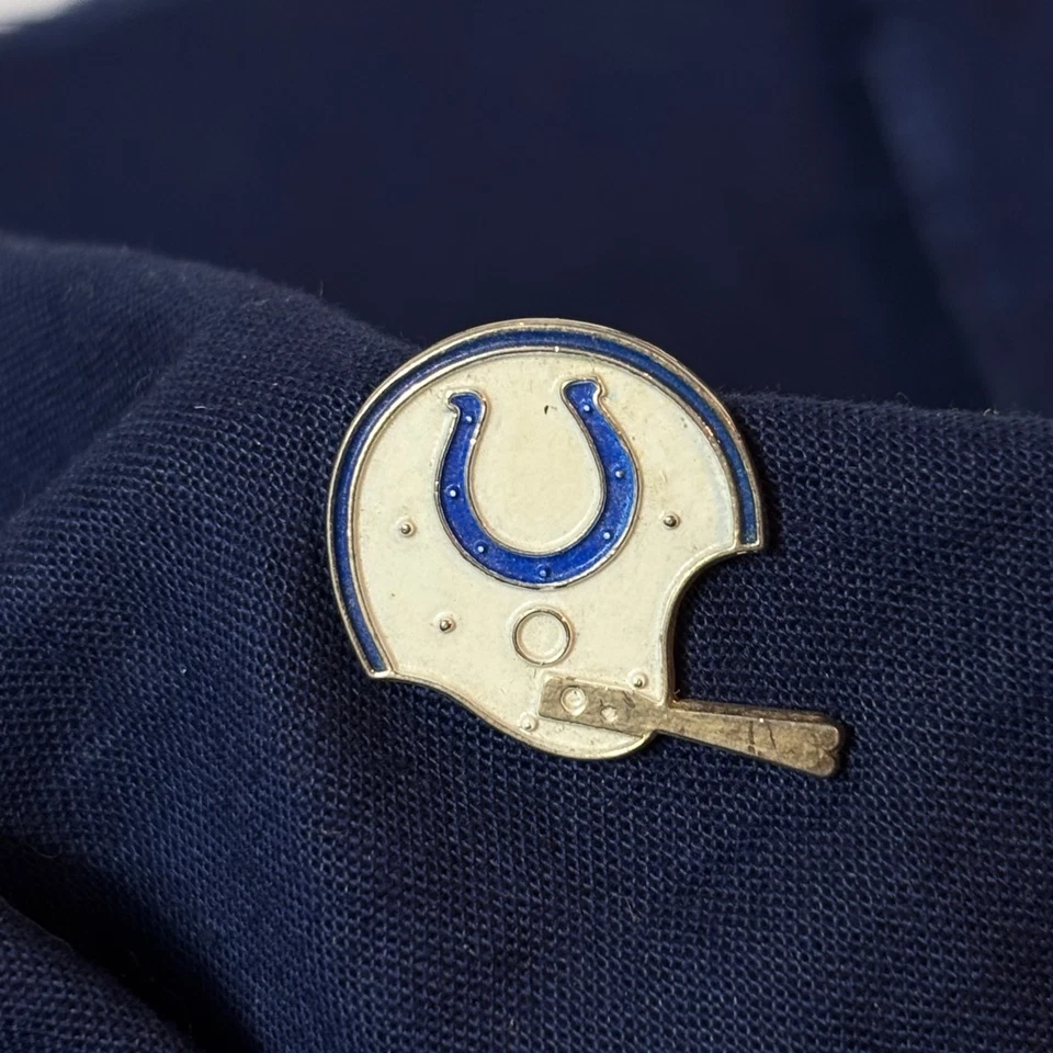 Vtg Baltimore Colts Helmet Cufflinks & Pin Maryland Football Blue Horseshoe Logo - Image 4 of 4