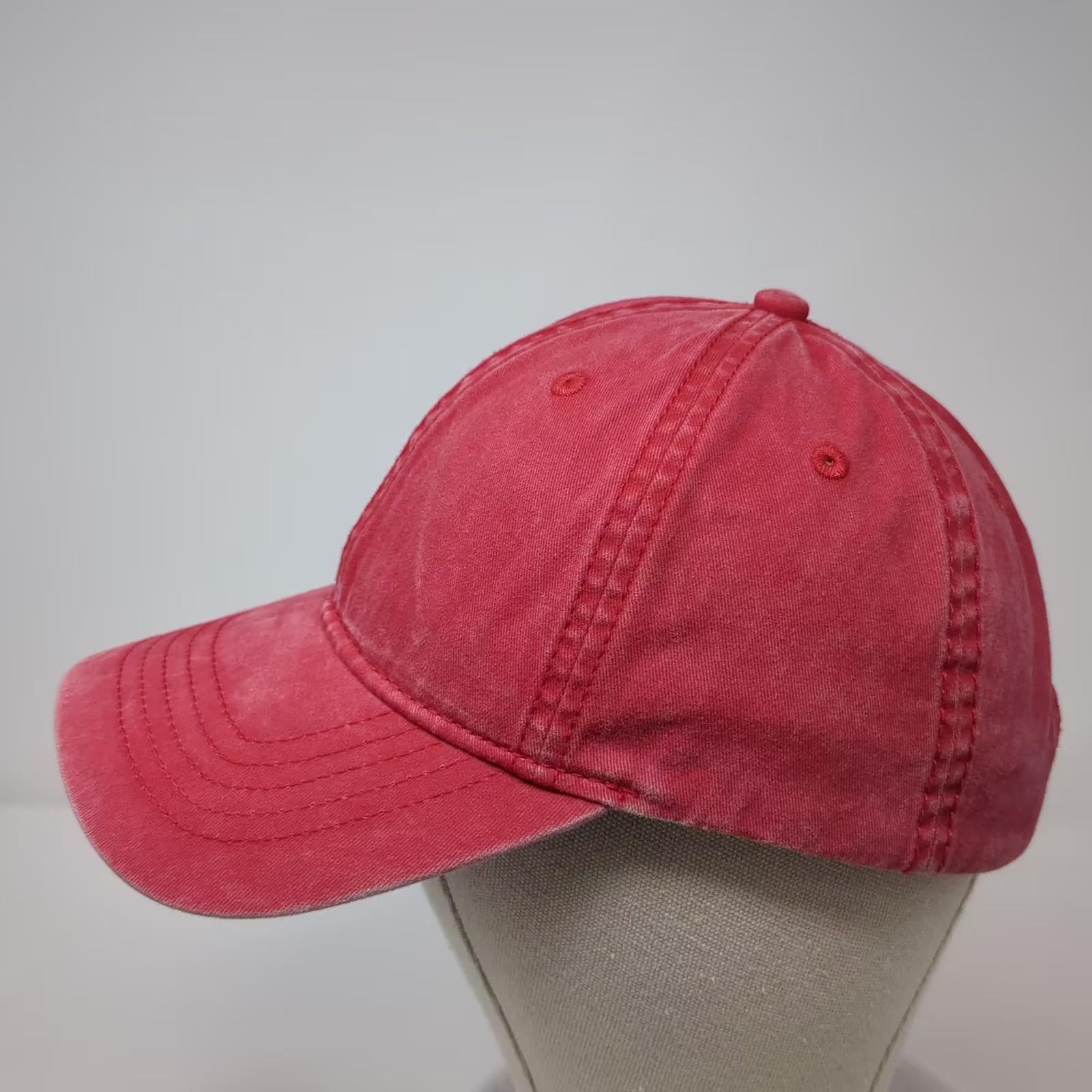 Red Baseball Cap Adjustable Slideback Washed Cott… - image 3