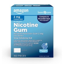 Amazon Basic Care Nicotine Gum 2mg, Stop Smoking Aid ICE MINT 160Ct Exp 02/2027