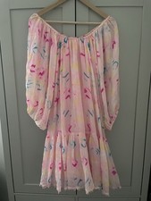 BNWOT 100% Silk Juliet Dunn Boho Dress Off The Shoulder One Size