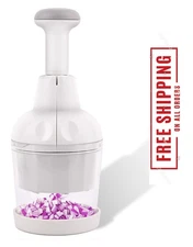 Pampered Chef Push Function Food Chopper #2585 - White- FREE SHIPPING