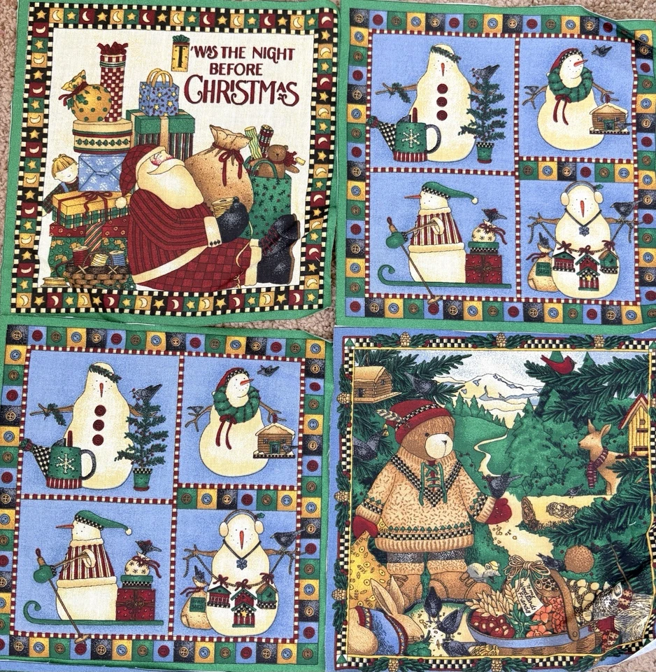 "Calendario de vacaciones vintage Debbie Mumm bloque de edredón cuadrados de algodón 16 cuadrados 8,5""" Foto 2 de 4