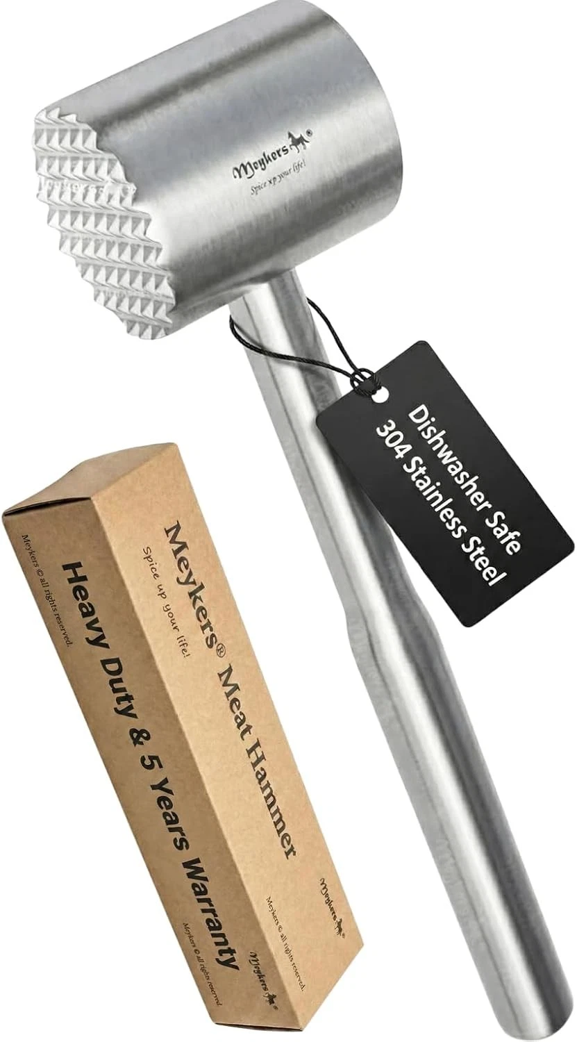 Meat Tenderizer Mallet | Dishwasher Safe | All 304 Stainless Steel | Perfect