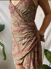 Urban Outfitters Mini Slip Dress Size XS  Linen Blend Ruched Boho Beach Resort 