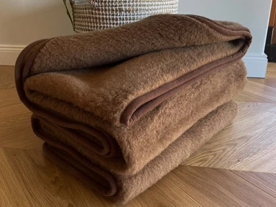 ORYMSA Luxury wool blanket camel hair natural hair blanket throw cozy blanket-brown