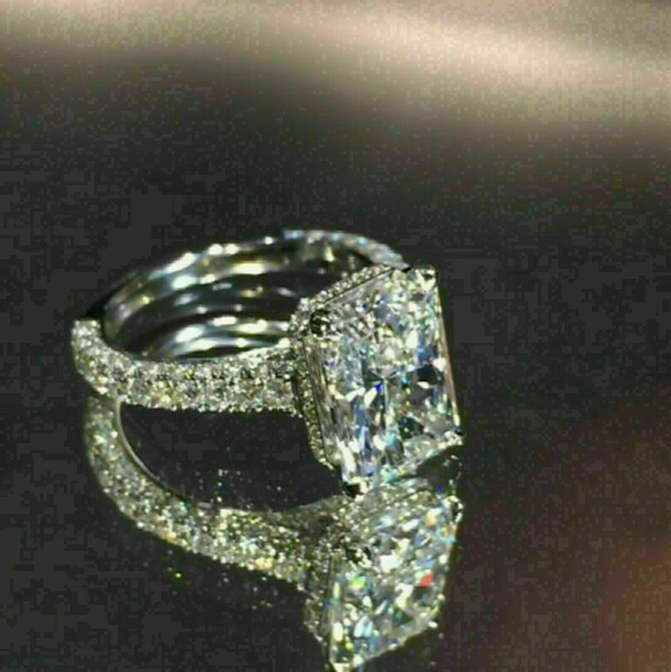 5Ct Lab Created Diamond Solitaire Women Engagement Ring 14K White Gold Finish - Image 2 of 4