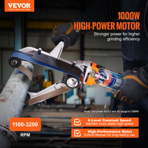 VEVOR Pipe Tube Polisher Sander 1300W 6 Variable Speeds with 50PCS Sanding Belts - Picture 2 of 12