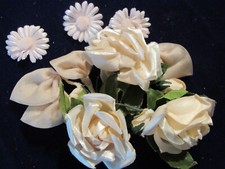 Vtg Millinery Flower Collection Peachy Pink 2 1/2" Roses w/Buds Flourishes H5285