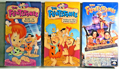 Vintage 1994 The Flinstones VHS Tape Lot Set 2 cartoons 1 Movie Tested Work