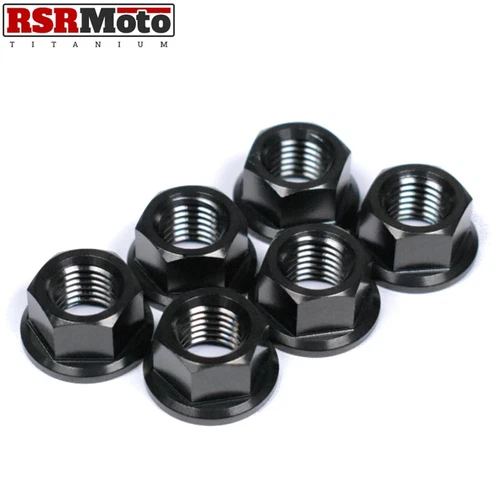 M10x1.25 Titanium Rear Sprocket Nuts Honda Kawasaki Suzuki Triumph Yamaha, Black