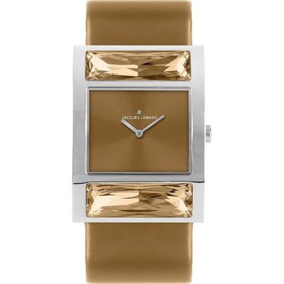 Jacques Lemans Venice Women's Leather Stainless Steel Case Quartz Watch 1-1380C